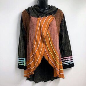 Kathmandu Imports Women's Split Front Cotton Pullover Long Sleeve Hoodie Size L